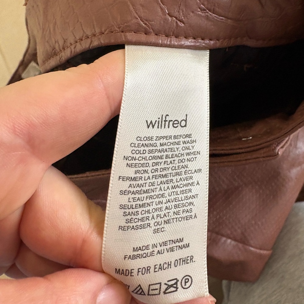 Aritzia Wilfred Melina Vegan Leather Pants Snake Skin Brown Size 0 - Picture 5 of 7